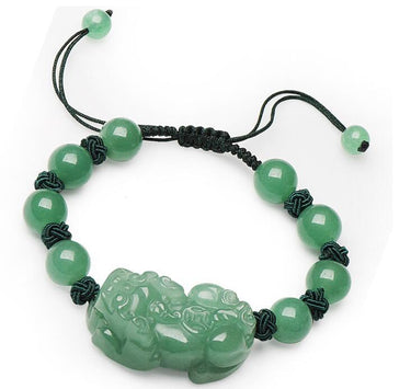 Burmese Jadeite Feng Shui LUCKY PIXIU & Eternal Knot Bracelet